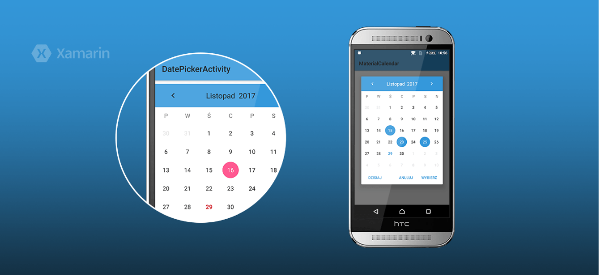 Customizable material calendar widget for Xamarin.Android platform